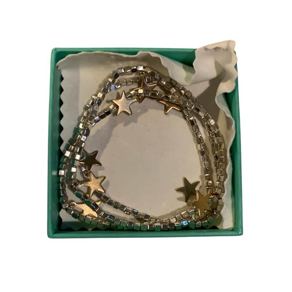 Silver and Gold Stars Stretchy Bracelet set (3)